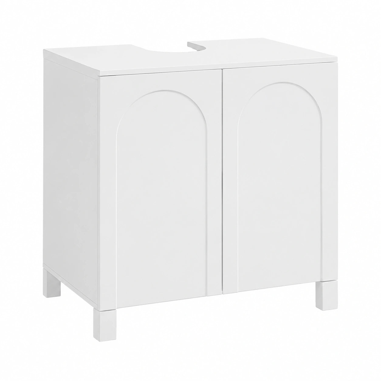 Meuble de Salle de Bain Moderne avec Rangement - 2 Portes - Bois Blanc