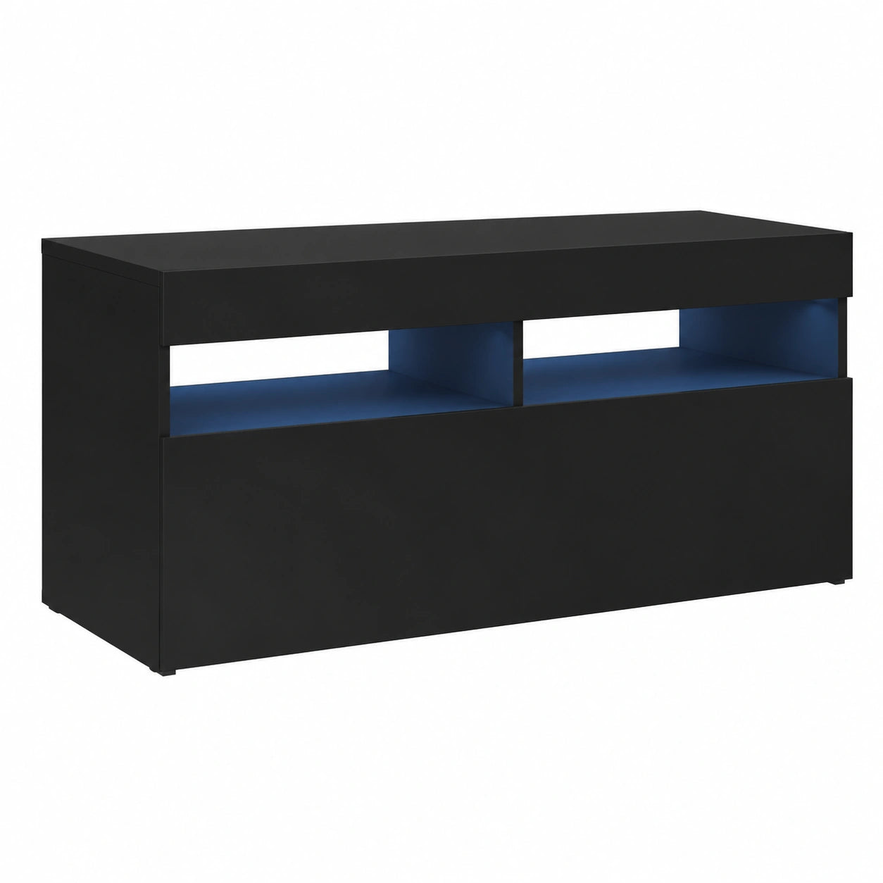 Meuble TV Moderne avec Éclairage LED, Armoire Basse pour Salon, Noir