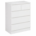 Commode moderne 6 tiroirs sans poignées, rangement étroit pour chambre, salon, couloir