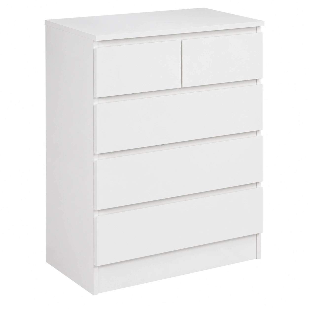 Commode moderne 6 tiroirs sans poignées, rangement étroit pour chambre, salon, couloir