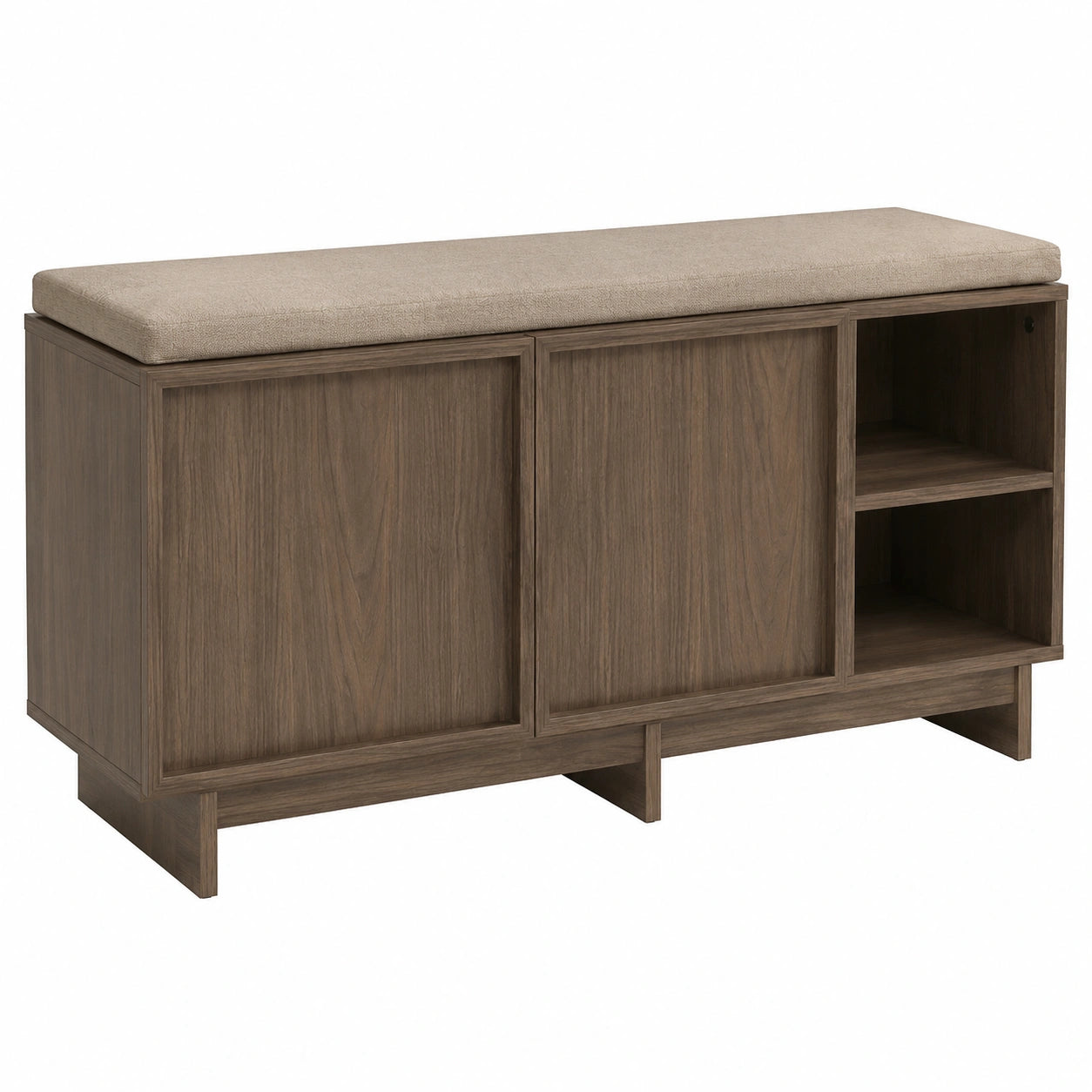 Banc de Rangement Moderne en Bois Foncé pour Entrée