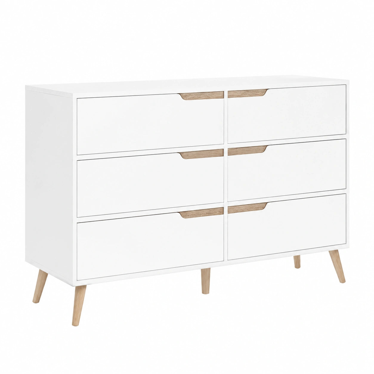 Commode Scandinave 6 Tiroirs 115 cm Blanc