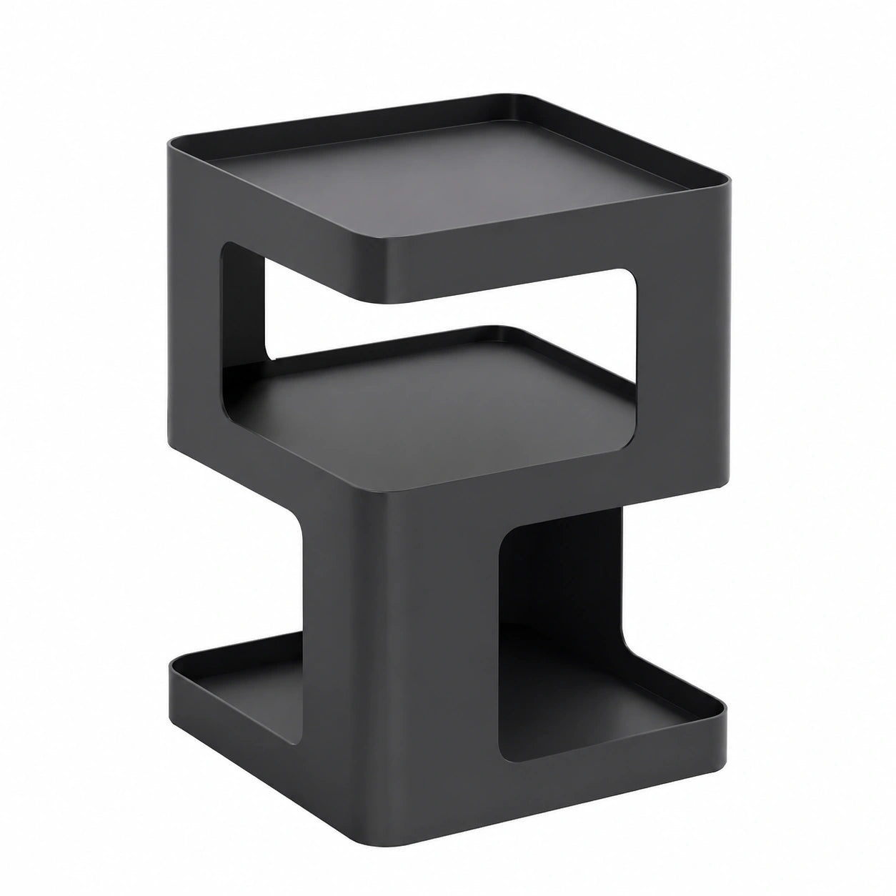 Table d'appoint moderne en métal, finition noire mate