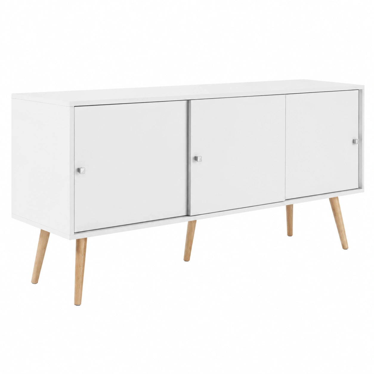 Buffet Scandinave Bas 135 cm 3 Portes Bois Blanc