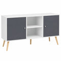 Buffet scandinave 140 cm avec portes bois blanc et gris