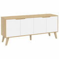 Buffet bas scandinave 4 portes blanc et bois