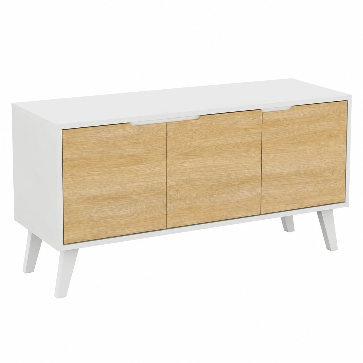 Buffet Bas Scandinave 113 cm Blanc à 3 Portes