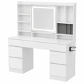 Coiffeuse Moderne avec Miroir LED et Rangements