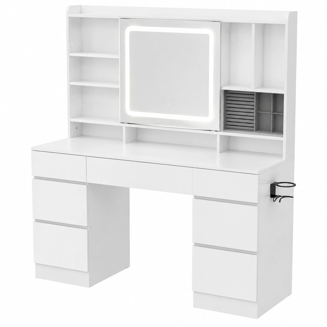 Coiffeuse Moderne avec Miroir LED et Rangements