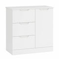 Commode moderne à 3 tiroirs avec placard, anti-basculement, pour salon ou chambre, blanc