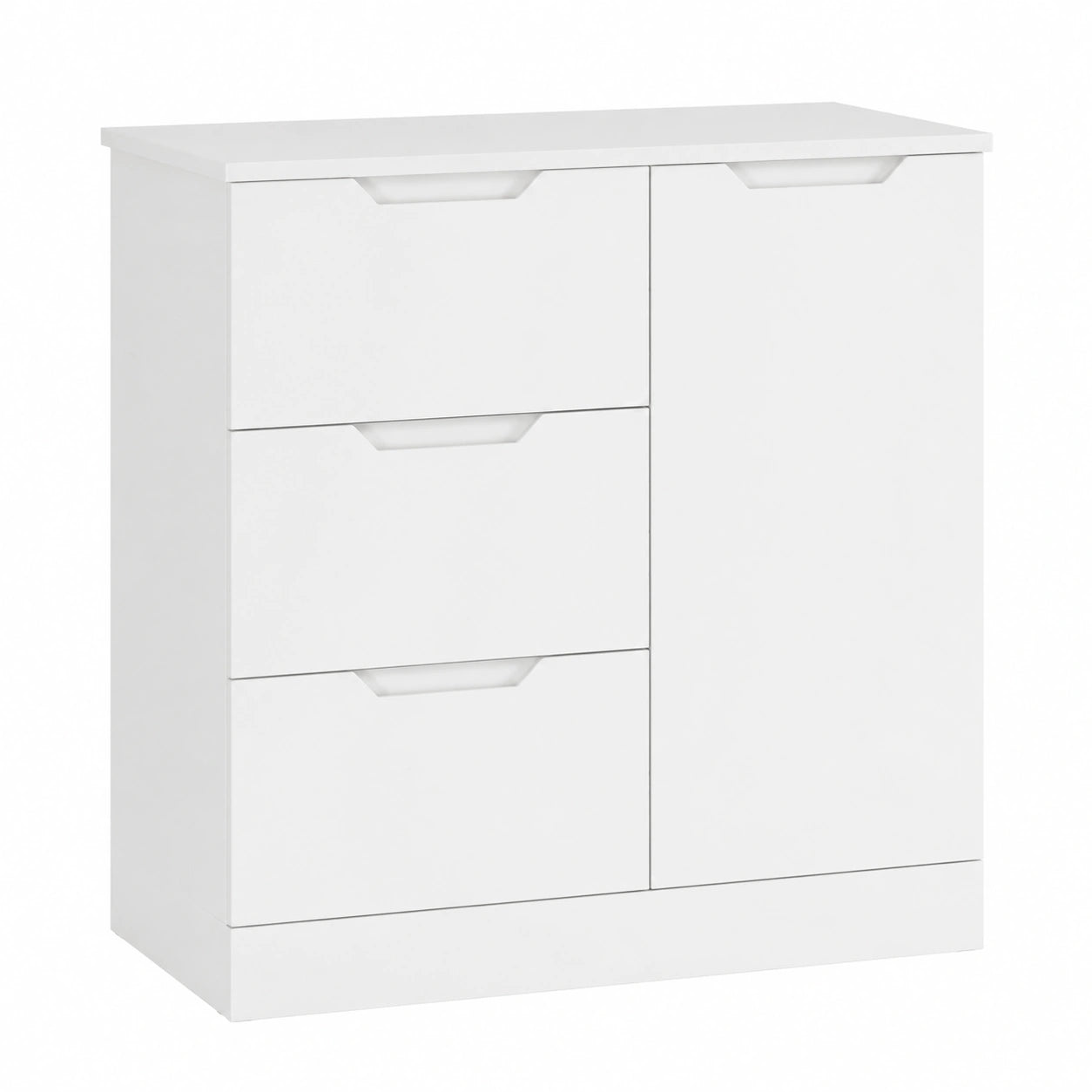 Commode moderne à 3 tiroirs avec placard, anti-basculement, pour salon ou chambre, blanc