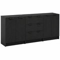 Buffet moderne en bois d'ingénierie 180 x 30 x 70 cm, couleur chêne noir, avec rangement élégant