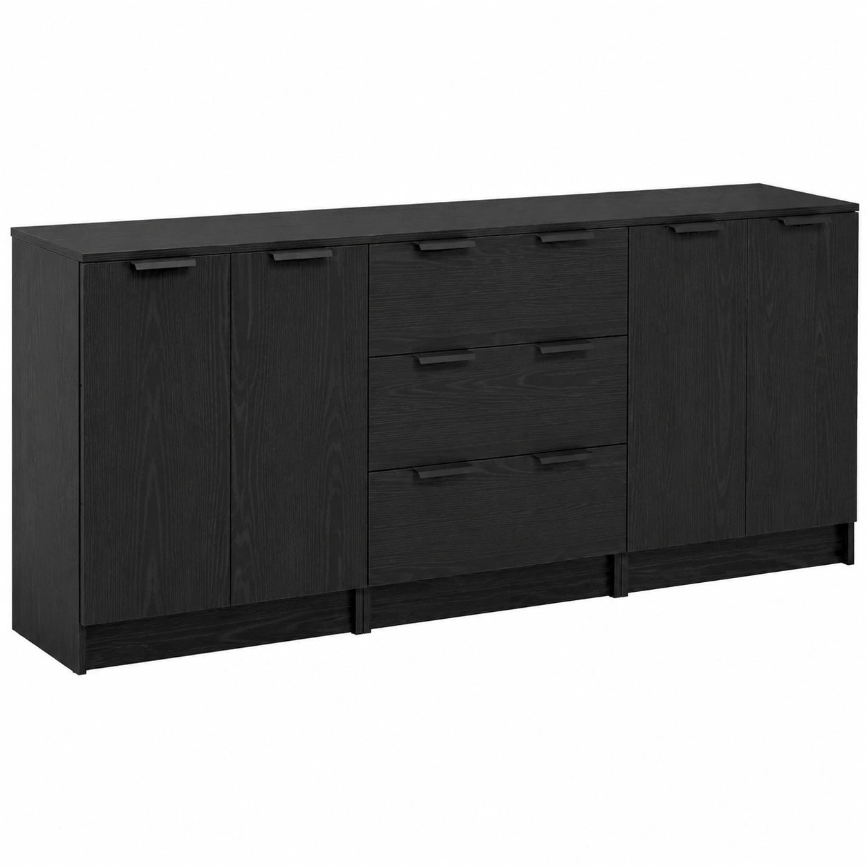 Buffet moderne en bois d'ingénierie 180 x 30 x 70 cm, couleur chêne noir, avec rangement élégant
