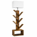Bibliothèque Arbre en Bois avec Éclairage Intégré et Télécommande, Étagère 6 Niveaux pour Livres, CD et DVD, Idéale pour Salon ou Bureau