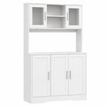 Armoire de Rangement de Cuisine avec Compartiments et Portes Vitrées