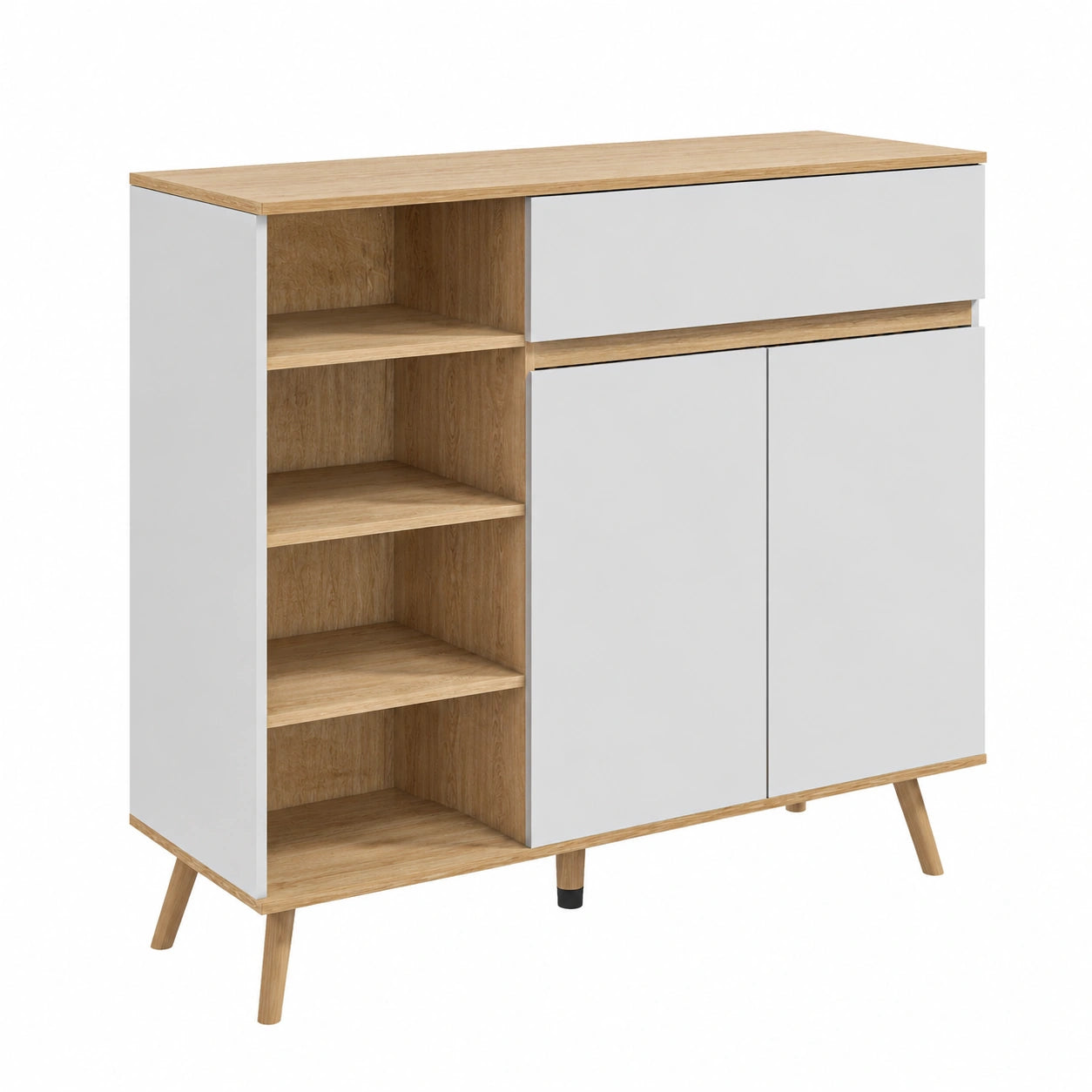 Buffet de Rangement Scandinave avec Étagères Réglables et Tiroir