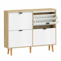 Armoire à Chaussures Moderne avec Tiroirs Rabattables et Étagères Réglables - Blanc