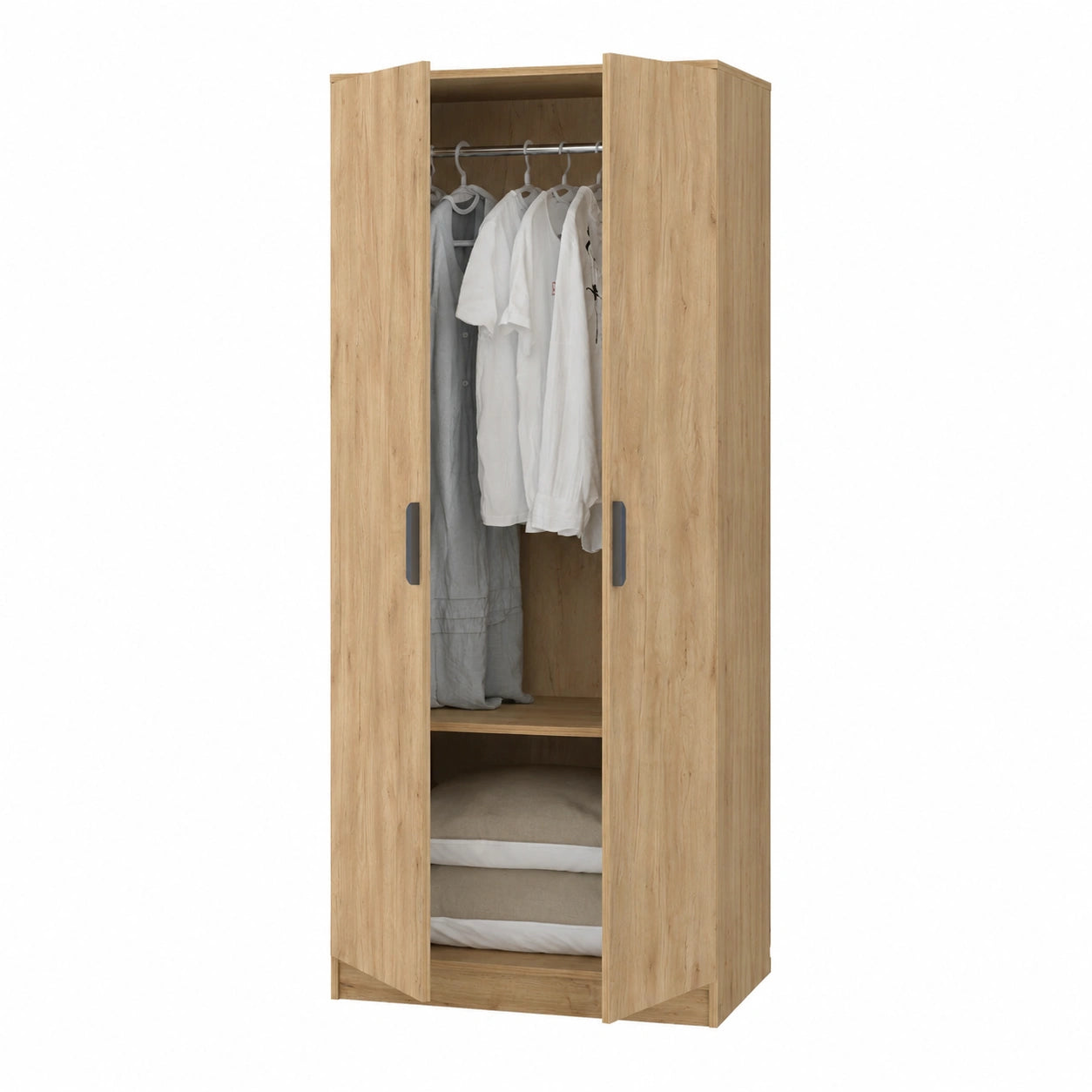 Armoire de chambre moderne avec penderie et étagère en bois