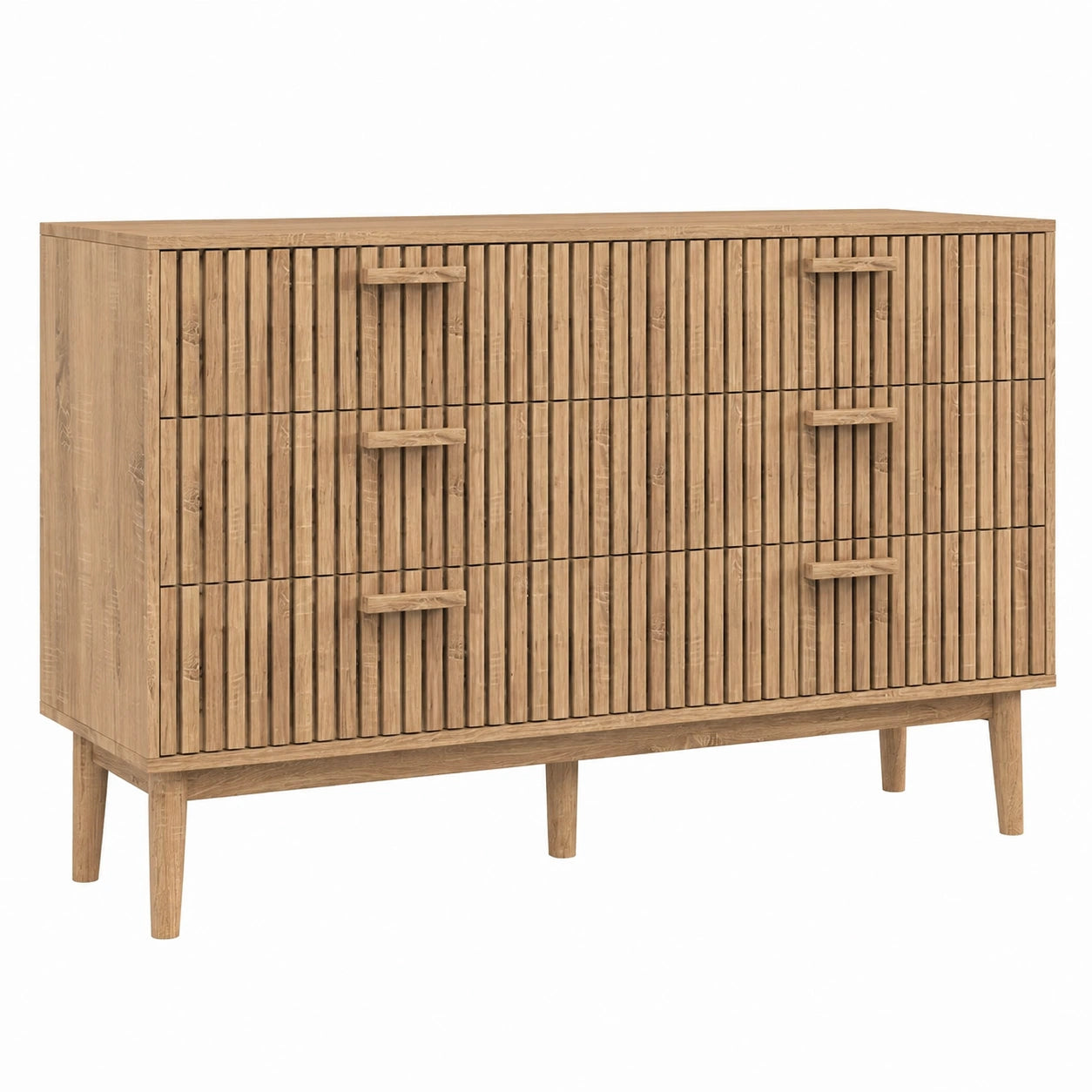Commode à 6 tiroirs style scandinave, bois clair