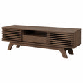 Meuble TV rétro avec portes rayées et tiroir, 150 cm