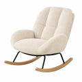 Fauteuil à Bascule Scandinave en Velours Beige pour Salon et Chambre