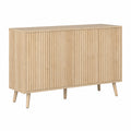 Buffet scandinave avec portes cannelées et étagères réglables pour salon et cuisine