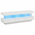 Meuble TV LED moderne avec éclairage et compartiments en verre
