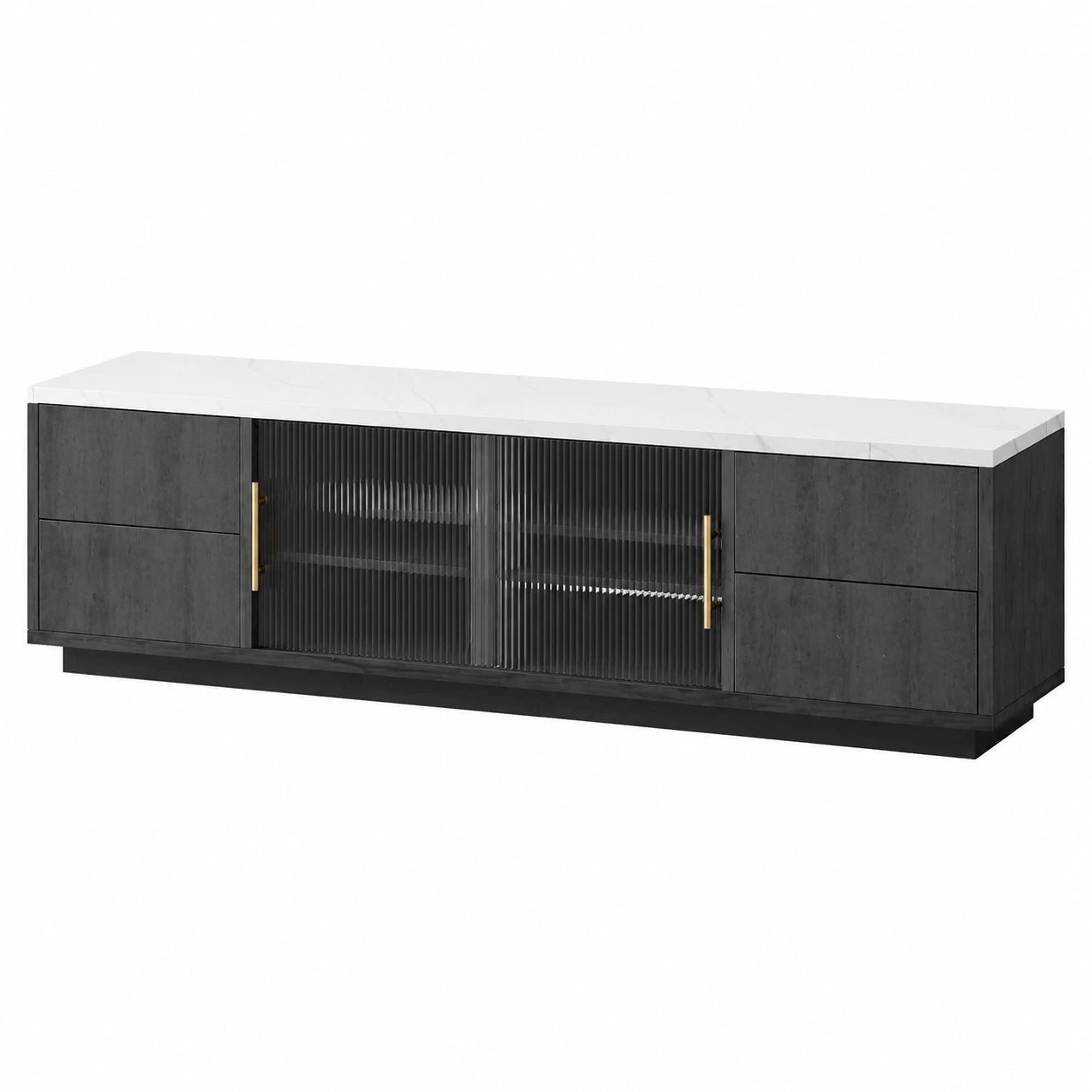 Meuble TV moderne avec rangement et motif marbre