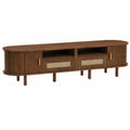 Banc TV ovale avec tiroirs en rotin et portes coulissantes de 170 cm