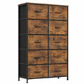 Commode Moderne, 10 Tiroirs en Marron Rustique et Noir